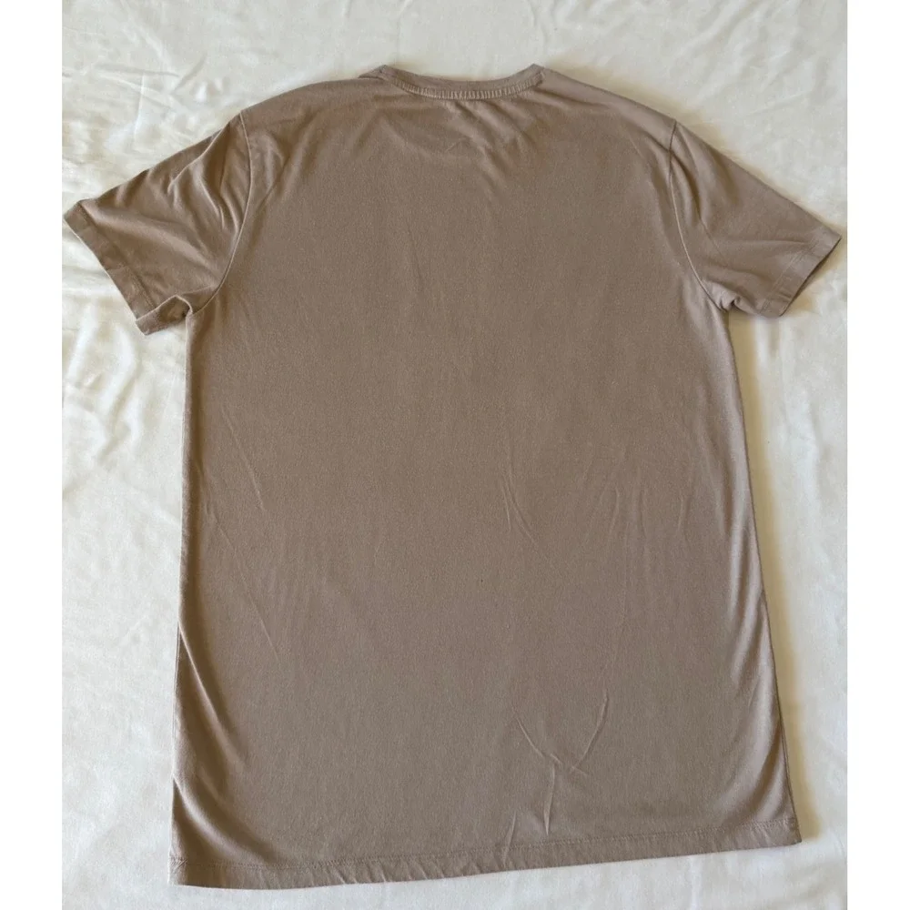 Goodfellow & Co Mens Tan Graphic T-Shirt Red Sun Landscape Crew Neck Size M